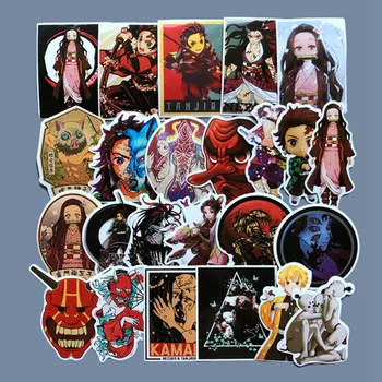 

50pcs Demon Slayer: Kimetsu no Yaiba Anime Sticker Stickers PVC Graffiti Stickers Suitcase Luggage Guitar Car For Children Toys