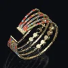 Full Rhinestone 3/5 Row Crystal Open Bangle Multi-Color Rhinestone Women's Bracelets and Bangles Wedding Bridal Jewelry 2