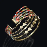 Full Rhinestone 3/5 Row Crystal Open Bangle Multi-Color Rhinestone Women's Bracelets and Bangles Wedding Bridal Jewelry 2