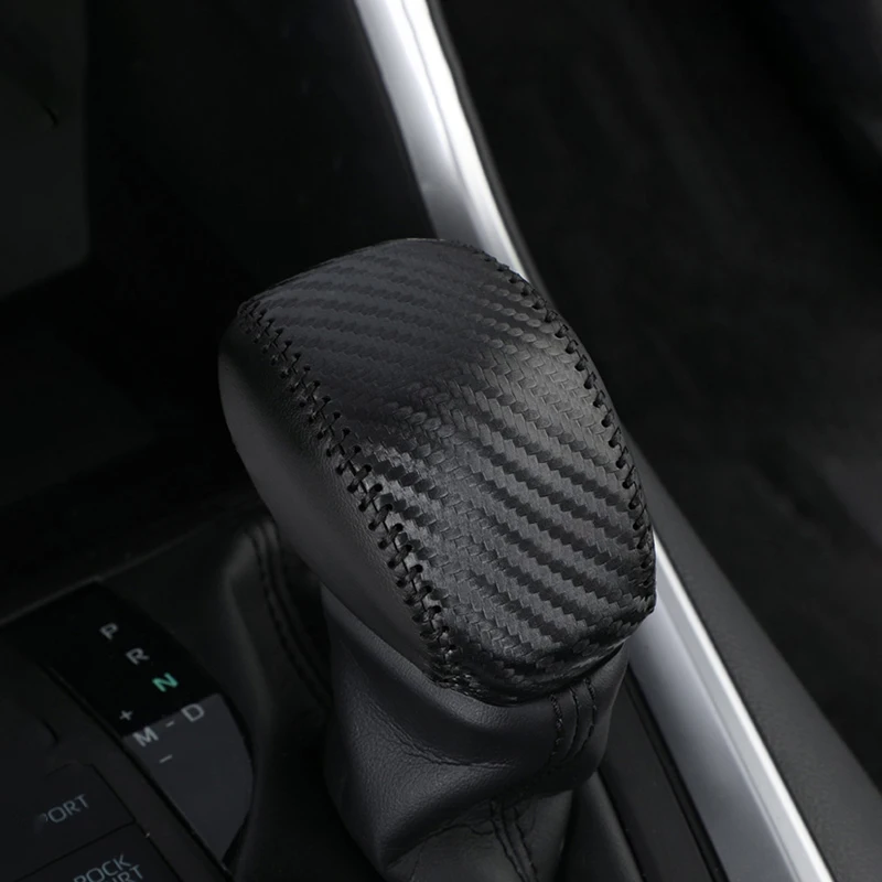 For Toyota RAV4 XA50 2019 2020 2021 2022 2023 2024 Genuine Leather Hand Sewing Gear AT Car Shift Lever Knob Handle Cover Case 5