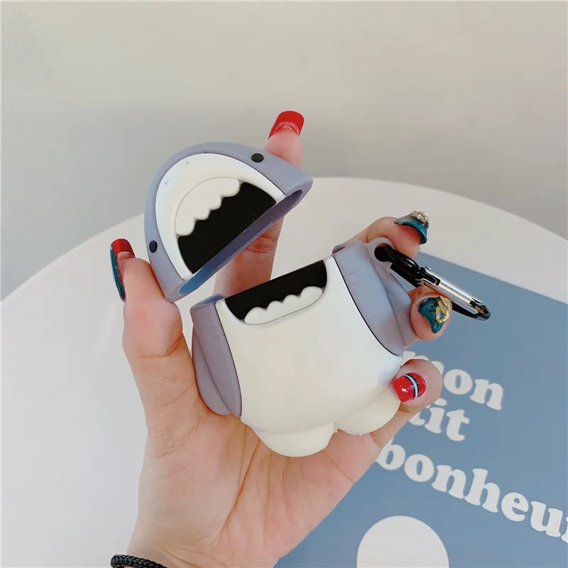 Для Airpods 1/2 чехол 3D милый белый с акулой для Pro Чехол Силиконовый наушников Обложка