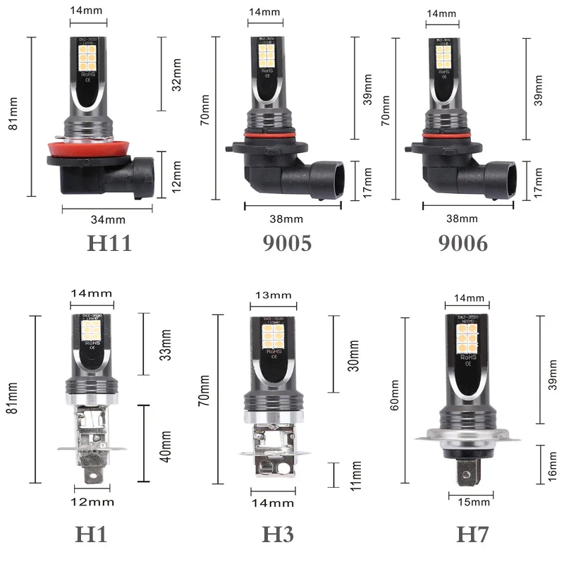2 шт. H8 H11 светодиодный автомобильный светильник s светодиодный лампы H7 9005 9006 H1 H3 туман светильник лампы для фар дальнего света ходовой огонь желтый светильник