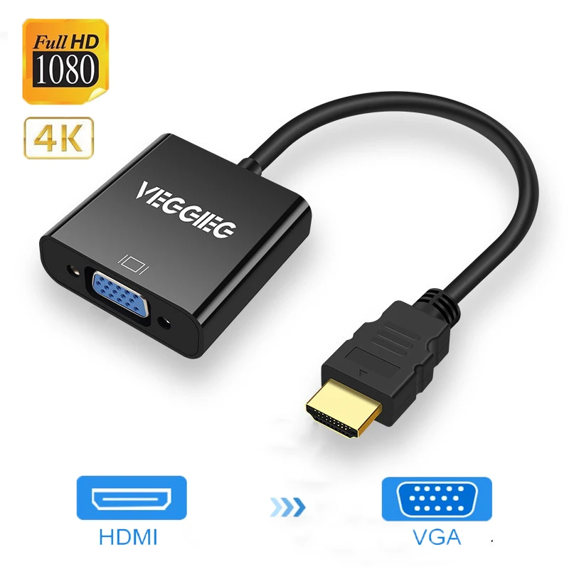 

High Performance HDMI To VGA Adapter Male To Famale Converter Splitter 1080P Digital To Analog Video Audio for PC Laptop PS4