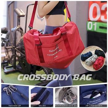 

Outdoor Waterproof Gym Bags Oxford cloth For Fitness Training Sport Dry Wet Separation Gym Travel Handbag with shoes Compartment