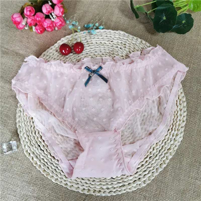 

Pink chiffon decorated women's underpants light thin soft underpants