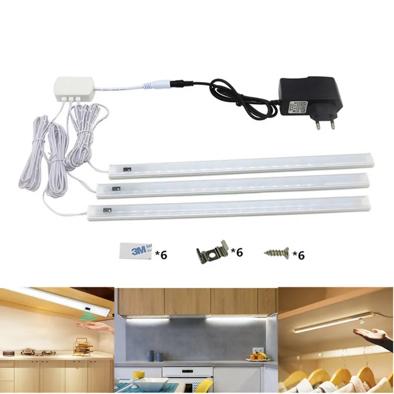 Led DC 12V Kitchen Hand Sweep Sensor Under Cabinet Light Cupboard Linkable Strip 