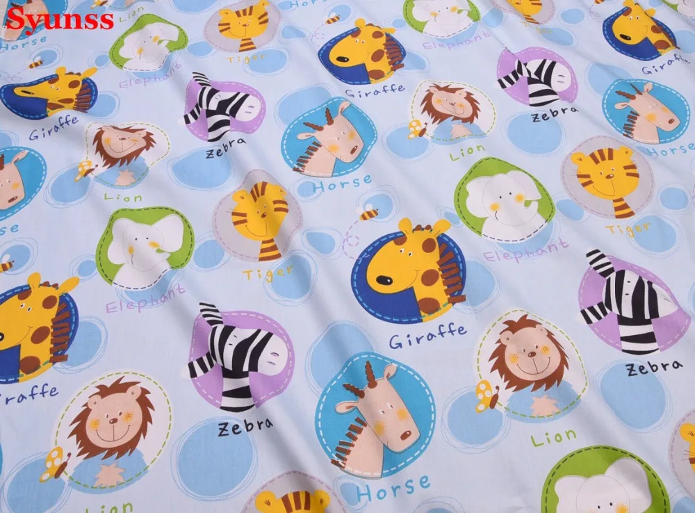 Детские хлопчатобумажная ткань с принтом животных из мультфильмов, Лоскутная Ткань, швейная стеганая одежда для детей