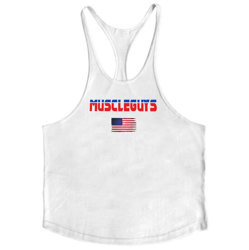 Brand Vest Muscle Fashion Sleeveless Stringer Gym Mens Back Tank Top Clothing Bodybuilding Singlets Fitness Workout Sports Shirt