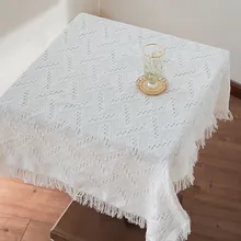 

White Stereo Pattern Table Cloths Cotton Coffee Table Cloth Party Tablecloth Rectangular Banquet Wedding Dustproof Cover Cloth