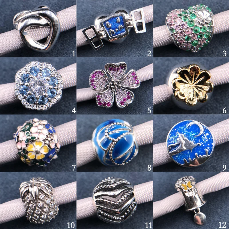 

2PZ/lot Classic Authentic 925 Jewelry Accessories charm beads for Bracelets 925 charms necklaces pendant jewelry DIY making