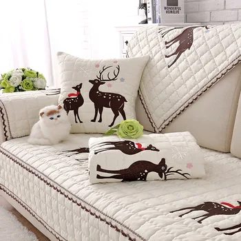 

Modern Leather Sofa Cushion White Deer Cloth Art Cotton Four Seasons Universal Non-slip Cushion Universal Cover Towel