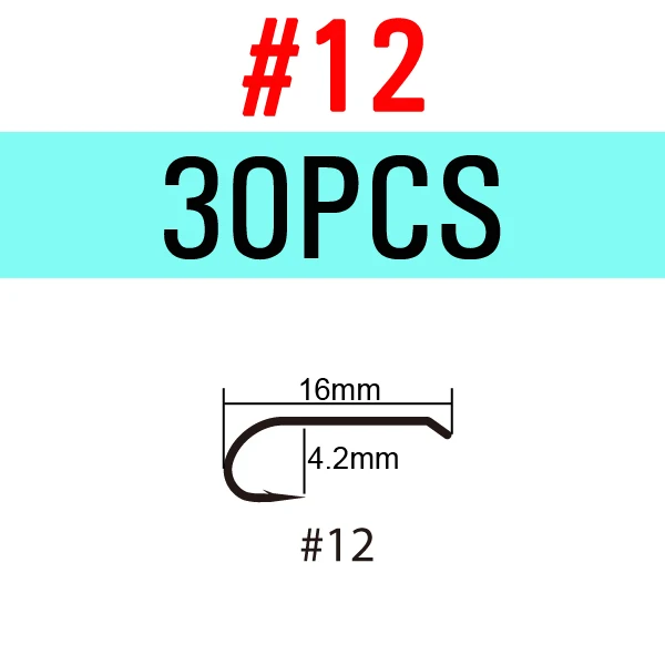 30pcs Size 12 ICERIO 30 шт. классические Стандартный колючей мокрой Нимфа мушек крючок из высокоуглеродистой Сталь кованый крючок для форели - Цвет: 30pcs Size 12