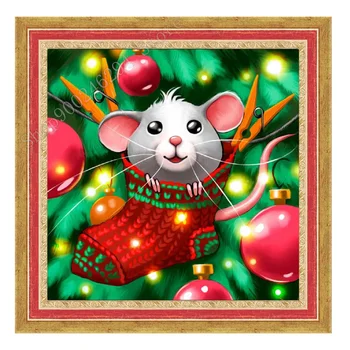 

Christmas wall stickers cute rat diamond painting drill kits diy handmade new diamond embroidery epidemic encourage gift FF3064