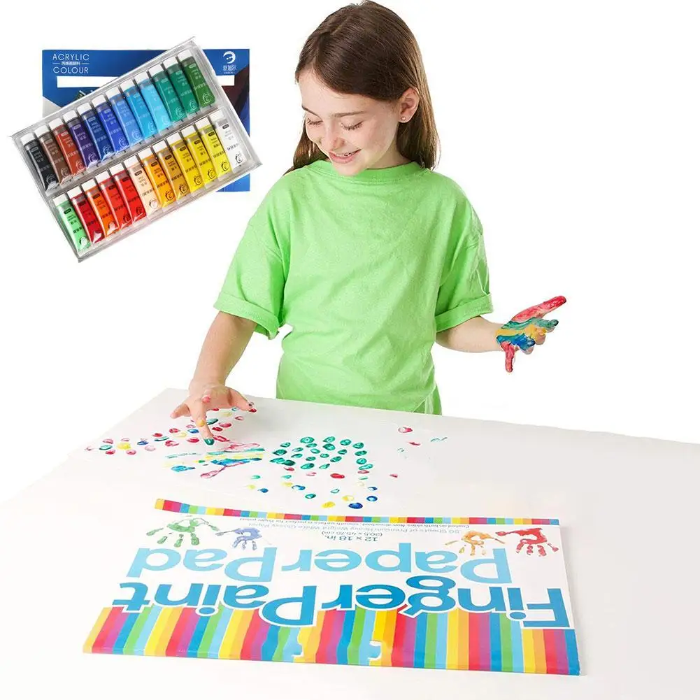 Conjunto de Pintura a Cores para Tecido Pintura de Desenho de Vidro Cores para Crianças Suprimentos de Arte à Prova Pintura Acrílica Vestuário - 24 Dwaterproof Água 15ml 12 9 cores para tecido vestuário pintura de desenho