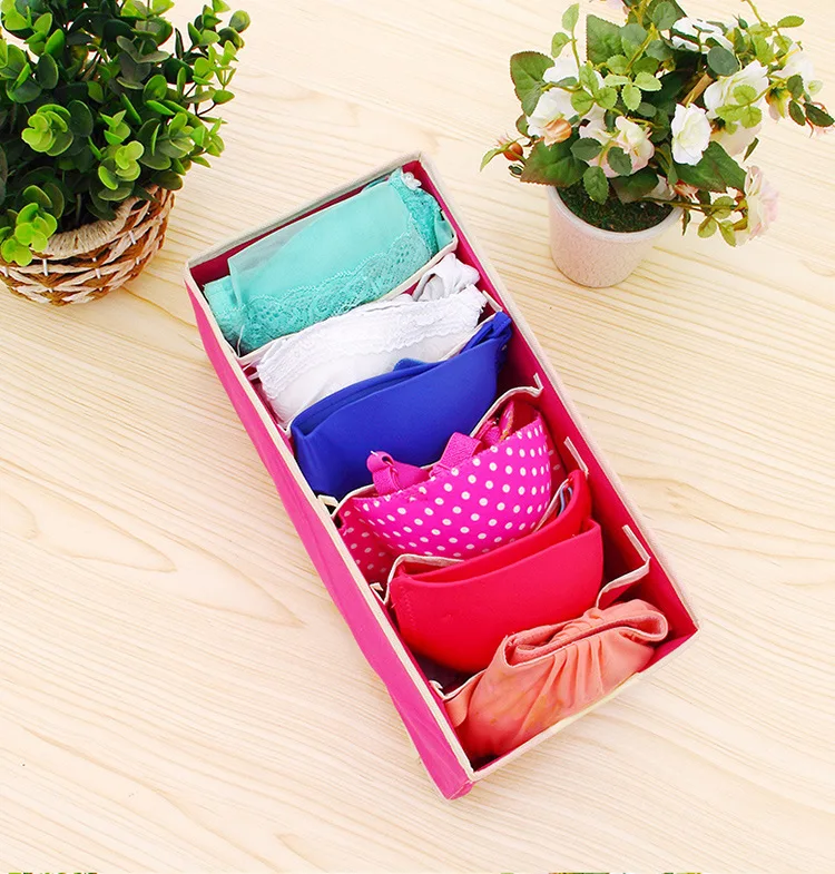 4Pcs Sale Multi-Size Bra Underwear Storage Bag Foldable Household Storage Box Scarf Socks Closet Storage Bag 33*16*10cm