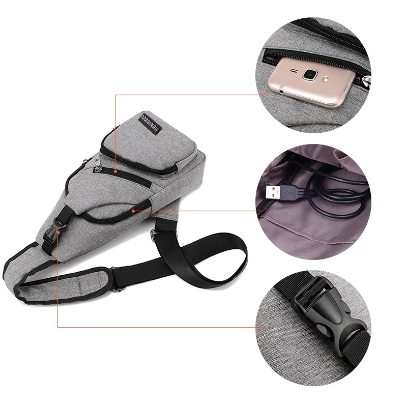 Сумка на плечо Acoki с USB зарядкой для мужчин мужская сумка Антивор молнии защитой