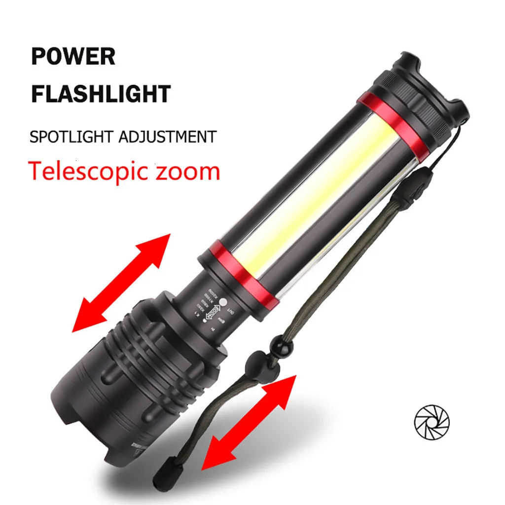 

new arrive yunmai led flashlight zoomable LED Flashlight Torch XHP70 + COB USB Rechargeable Waterproof Lamp Ultra Bright