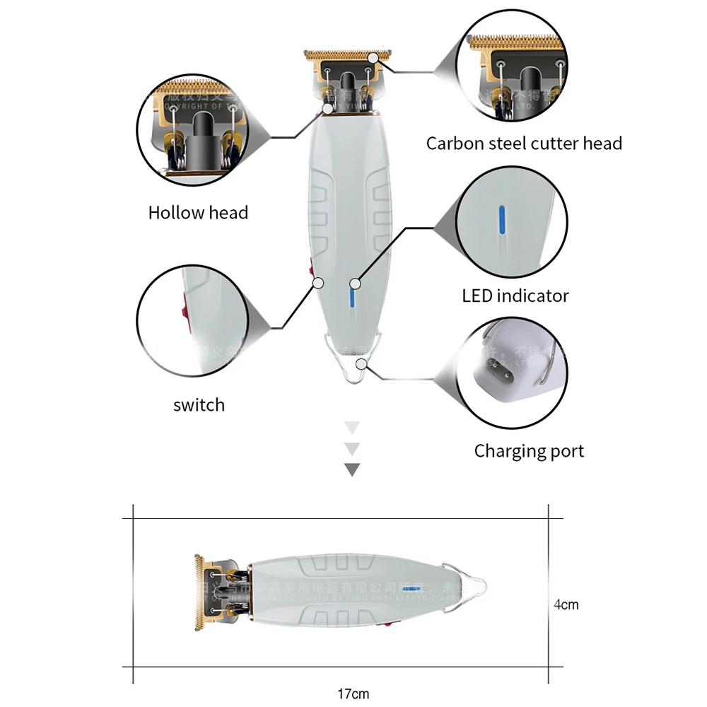 

Kemei 1931 Hollow Cutter Head Beard Hair Trimmer With T-Blade Mower All-Around Outlining Dry-Shaving Fading Clippers