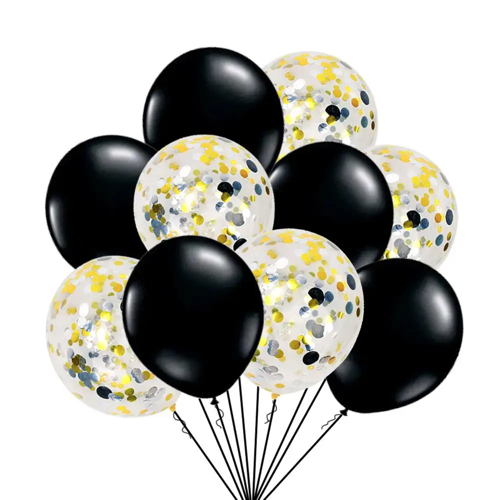 10 шт мульти конфетти хром шар Свадебные украшения DIY Baby Shower его для девочек и мальчиков Babyshower курица принадлежности для вечеринки-девичника - Цвет: latex black gold