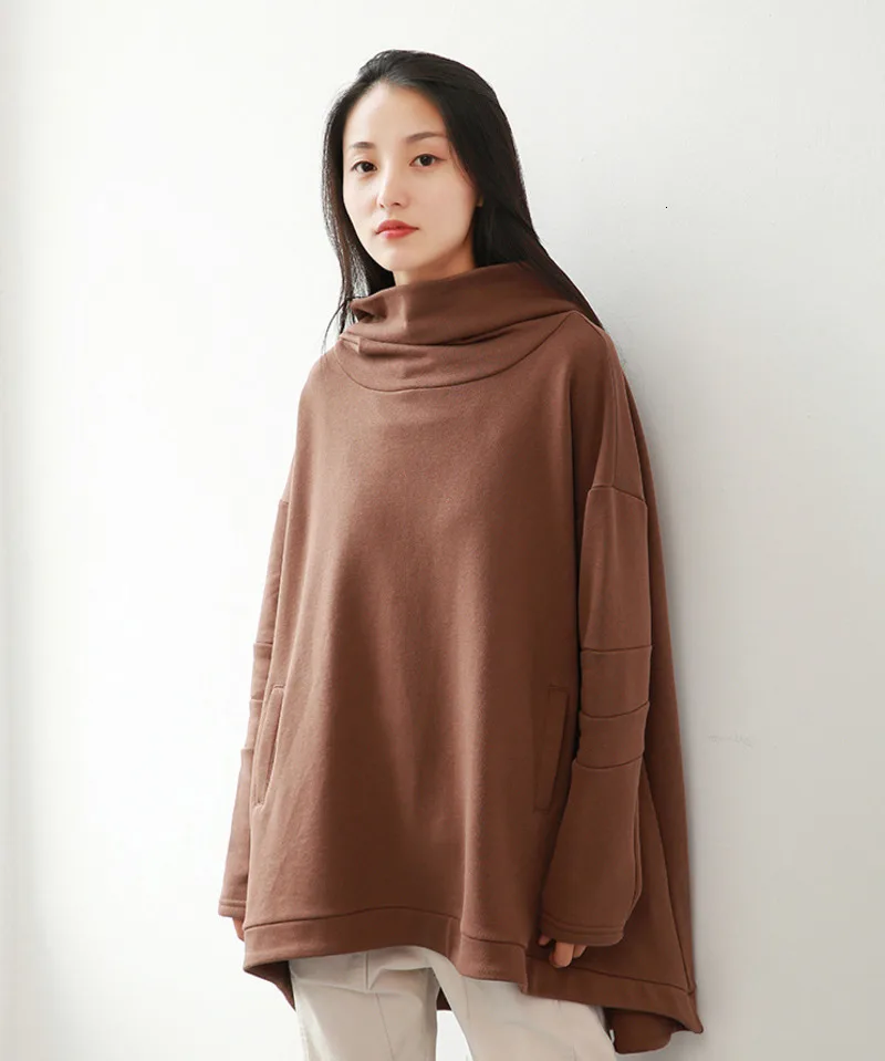 MEVGOHOT Autumn Thick Woman Solid All-match Oversize Hoodies Plus Size Winter Terry Hat Irregular Loose Sweatshirt HD1087