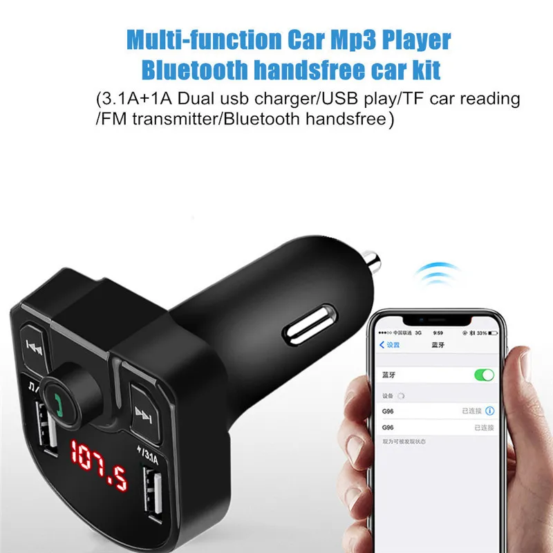 Handsfree Bluetooth Car Kit Wireless FM Transmitter car charger LCD MP3