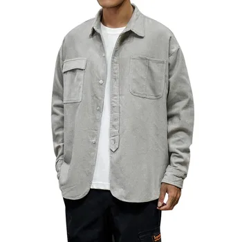 

Vogue Simple single-breasted Coat Male Men Solid Color Long Sleeve Warm Quality Good men's Fashion Solid Color Tooling Jacket