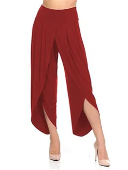 

2020 European and American ladies new irregular cross wide leg casual pants 1024