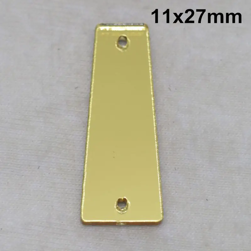 A11-11x27 Светло-золотистый акриловый зеркальный пришивной Стразы DIY Flatback зеркальный акрил пришивные стразы с отверстиями для шитья - Цвет: A11-11x27