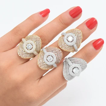 

missvikki Noble Luxury Big Rings Charm AAA Baguette Cut Cubic Zircon Bridal Wedding Rings for Women Shiny Party Wedding Jewelry