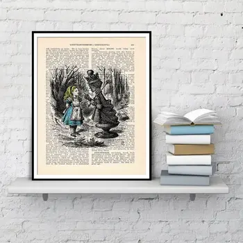 

Alice In Wonderland Wall Art Book Page Print Wall Decor Posters And Prints Dictionary Art Canvas Painting
