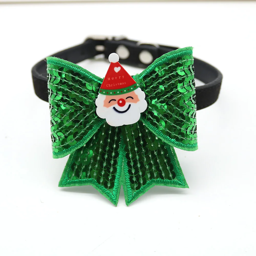 50pcs Christmas Dogs Accessories Shining Pet Dog Bow Tie Sliding Collar Accessories Pet Dog Christmas Bowties Pet Supplies