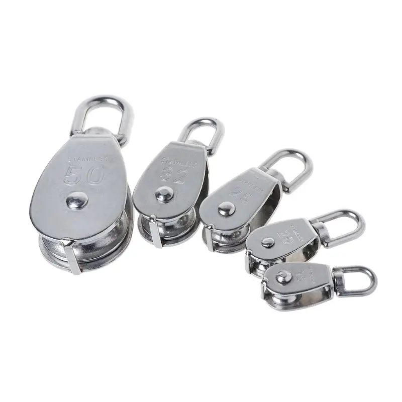 

304 Stainless Steel Pulley Blocks Rope Runner Kayak Boat Accessories Canoe Anchor Trolley Kit