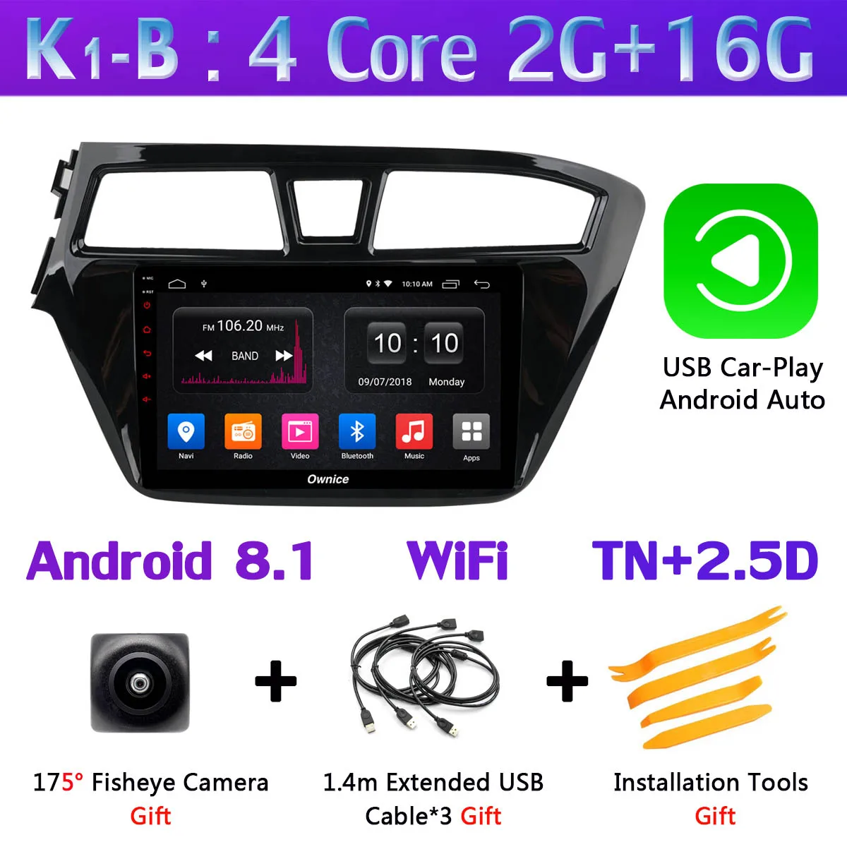 360 ° панорамный 4G SIM wifi Android 9,0 8 ядерный 4G+ 64G gps Навигатор Радио CarPlay SPDIF DSP Автомобильный плеер для hyundai I20 - Цвет: K1-B-CarPlay