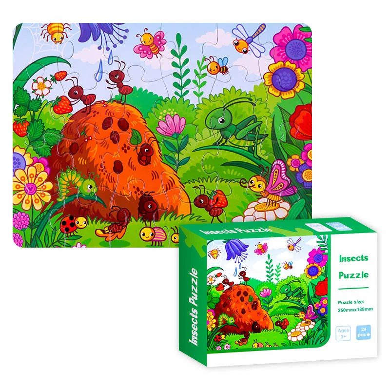8 Style Animals Paper Jigsaw Puzzles Educational Puzzle For Children Kids Toys Brain Training Games Toys For Children Baby Gift - Цвет: 02