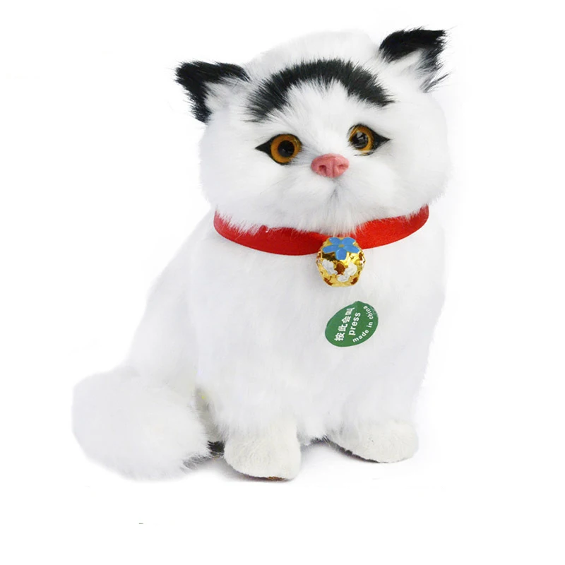 H Моделирование кошки плюшевые игрушки куклы kawaii звучащие кошки Модель игрушки украшения для дома в виде животных для детей дети девочки подарки стиль - Цвет: H
