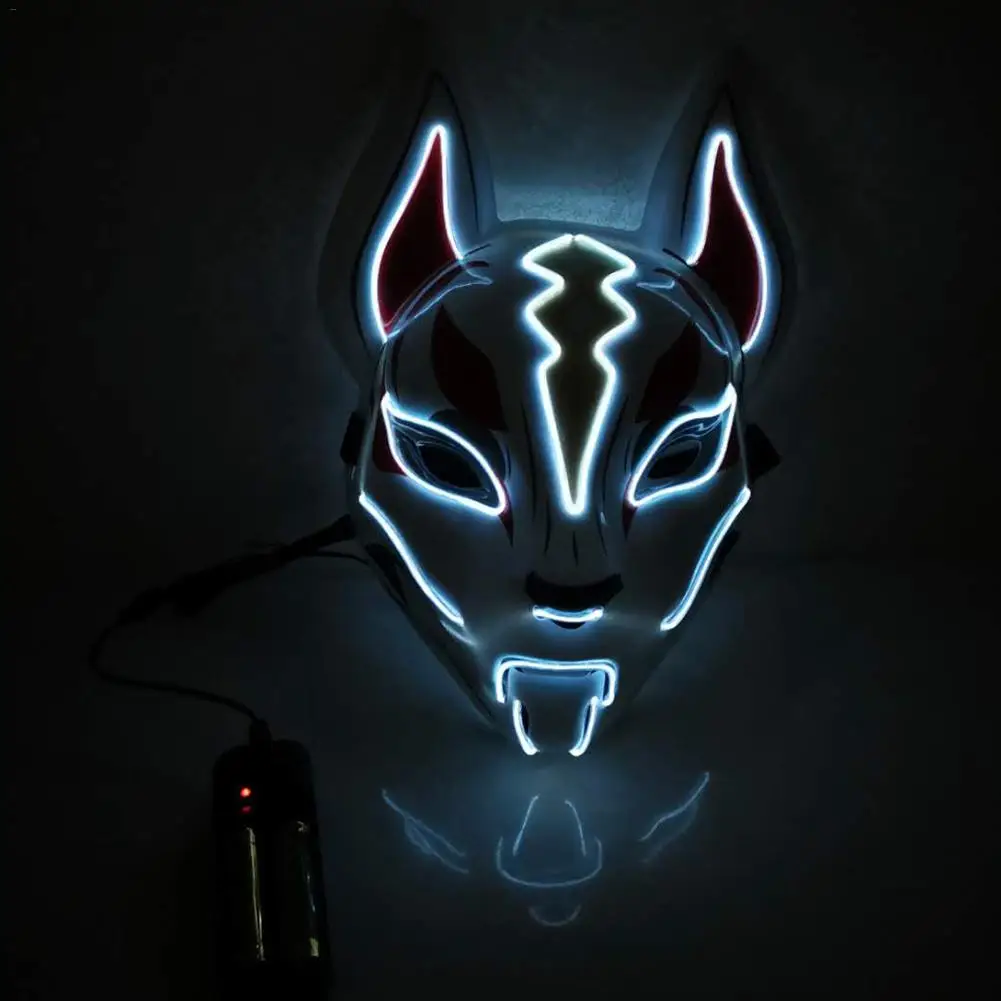 Лиса полное лицо светящаяся маска свет Светодиодная маска на Хэллоуин вечеринку маска маски светится в темноте наружная ужасная маска светящаяся маска Очистка