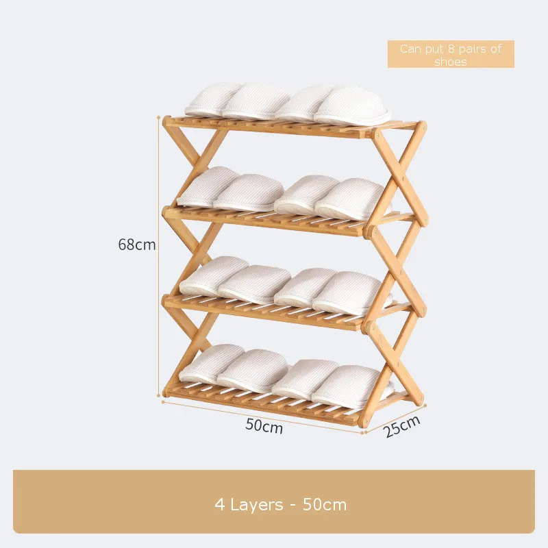 4 Layers 50cm 2019NEW бамбуковая подставка для обуви Организатор двери прихожей круглые обувные полки держатель 2/3/4/5/6 слоев; обувь с гибкой подошвой; стеллаж для хранения шкаф для обуви - Цвет: 4 Layers 50cm