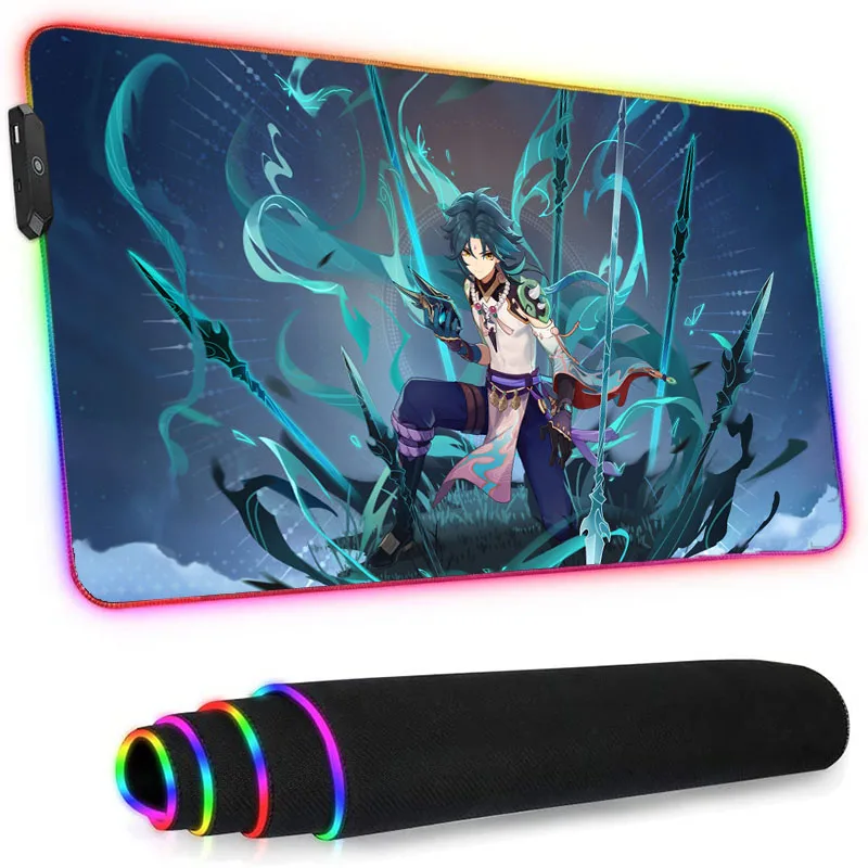 Led Mousepad Rgb Anime Tattoo Genshin Impact Mat Tiger Gaming Company Longteng Dedales Gamer Luminous Rug Magic Battle