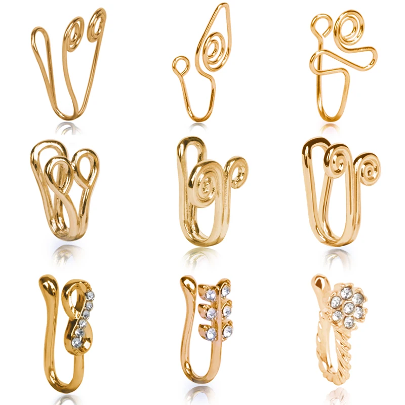 Fake Nose Piercing Ring Nose Cuff And Stud Jewelry Cooper Curve Shape Nose Clip Non Piercing Nose Ring Clip Ear Clip