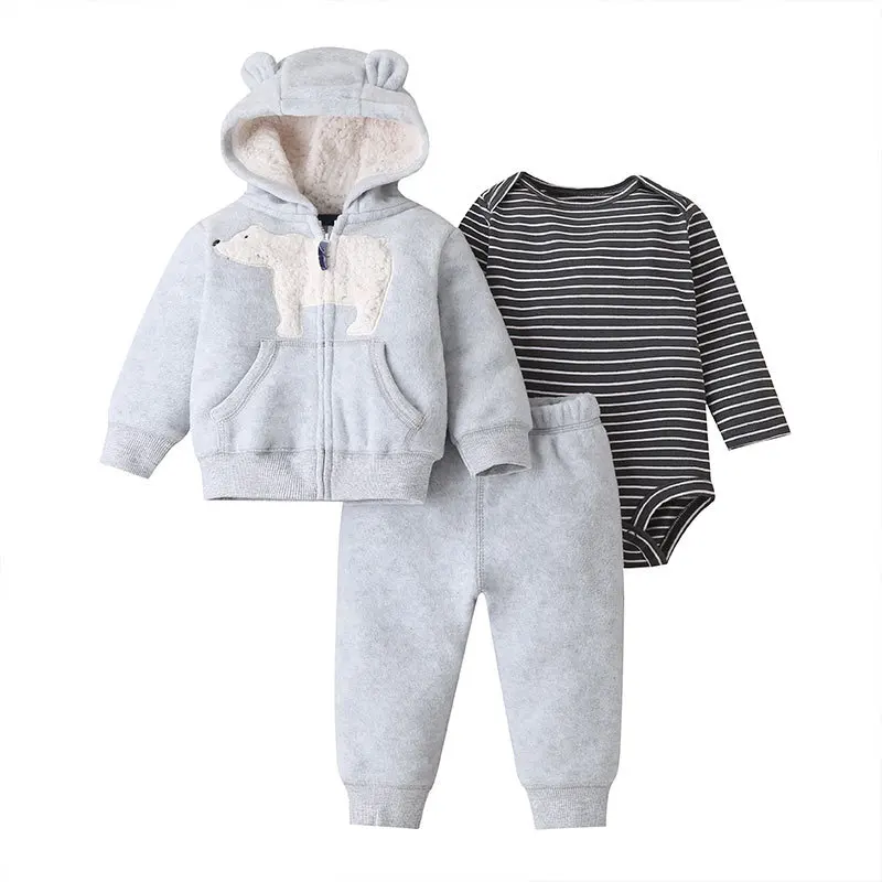 IYEAL Baby Clothes Set Cartoon Print Boy Girl Outfits Long Sleeve Hooded Sweatshirt+Romper+Pant Newborn Suits 3 pcs 6-24M Baby Clothing Set near me