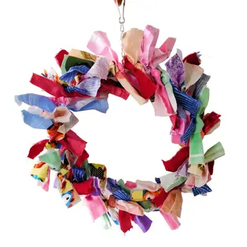 

Cloth Bird Swing Hanging Parrot Colorful Spiral Rope Toys Chewing String Perch