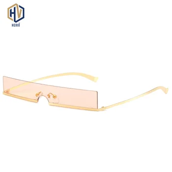 

Small Narrow Rectangle Sunglasses Men Black Metal Frame One-piece Square sun Glasses Women Vintage Red Gold