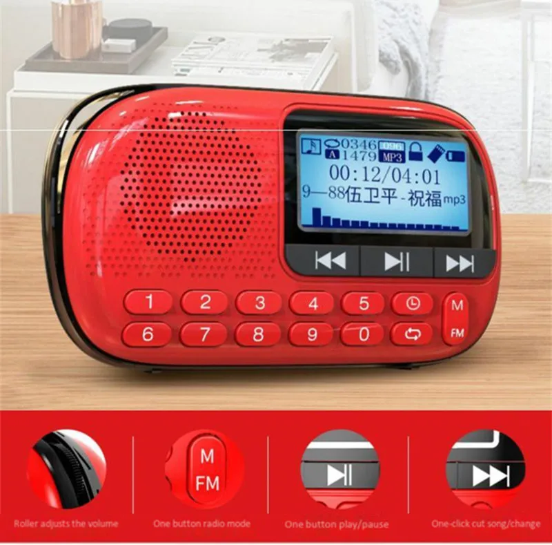 Портативный цифровой fm-радио TF карта U диск MP3-плеер встроенный динамик стерео звук вещания ЖК-экран USB зарядка мини-радио