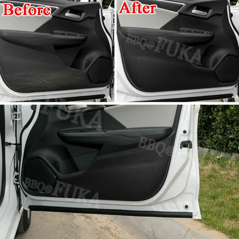 

4x Carbon Fiber Style Door Anti Kick Pad Mat Sticker For Honda Jazz 2014~2018
