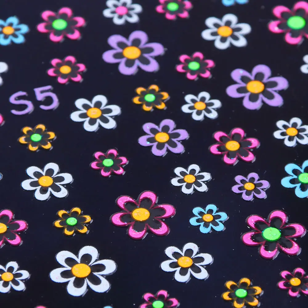 Lots Fluorescent Flowers Nail Stickers Party Butterfly Night Glow Star Decoration Manicure Applique Sliders For Nails Set Design