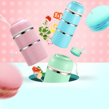 

Cute Japanese Lunch Box For Kids School Portable Food warmer Container Stainless Steel Bento Box Kitchen Leak-Proof Lunchbox New