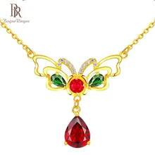 Bague Ringen, винтажное ожерелье с имитацией бабочки и драгоценным камнем для женщин, в форме капли воды, рубиновое серебро, 925, ювелирное изделие, Подарок на годовщину