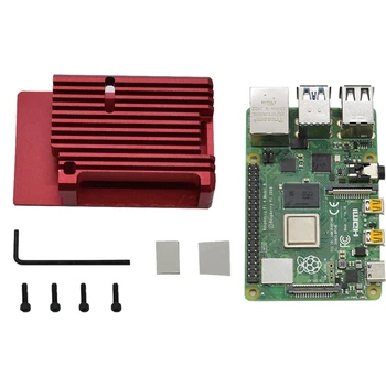 

for Raspberry Pi 4B 4G RAM DIY Kit Support 2.4 / 5.0 GHz WIFI Bluetooth 5.0 with Aluminum CNC Alloy Protective Red Case 5V 3A Po