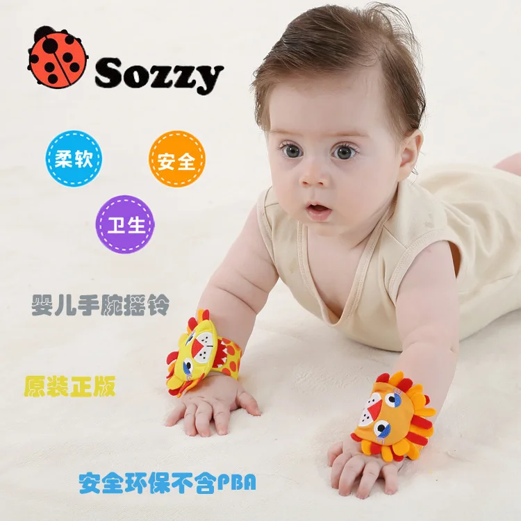 Горячая распродажа! Детские часы Sozzy Animal, браслет для младенцев, погремушка на запястье с экологически чистым исключением BPA