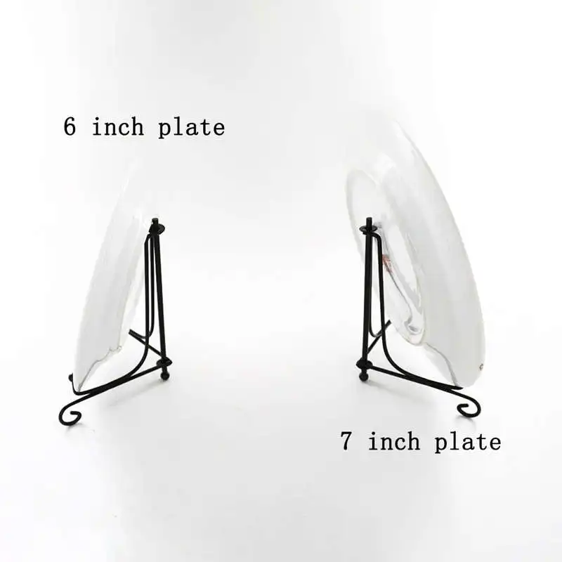 2 Pack)Iron Display Stand, Black Iron Easel Plate Display Photo Holder Stand, Displays Picture Frames, Cookbooks, Decorative Pl